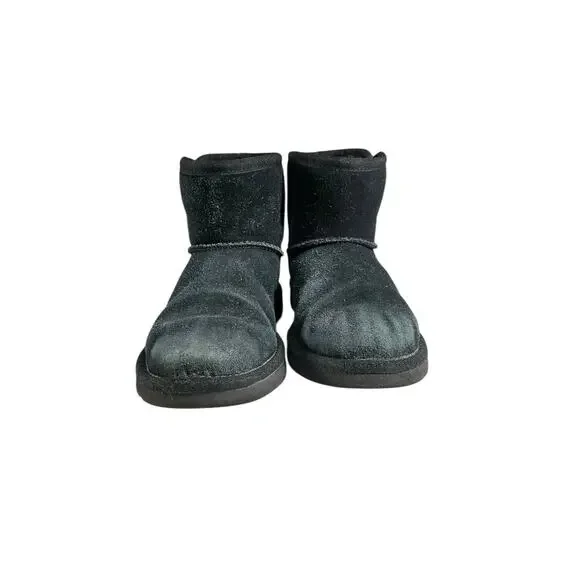 UGG Kids Classic Mini Button Boots Black Suede Size 12 Youth Winter/Fall Short - Picture 5 of 9